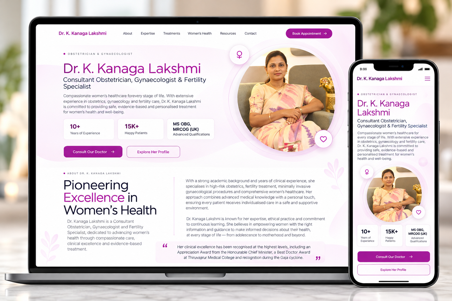 Gynecologist Healthcare Website